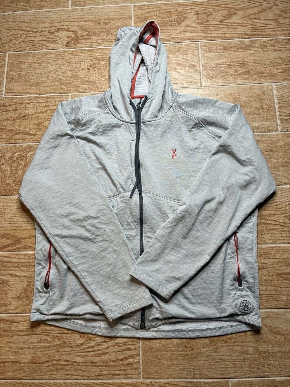 Peter Millar Crown Sport Placid Performance Full Zip Hoodie Gray Red Men’s XL